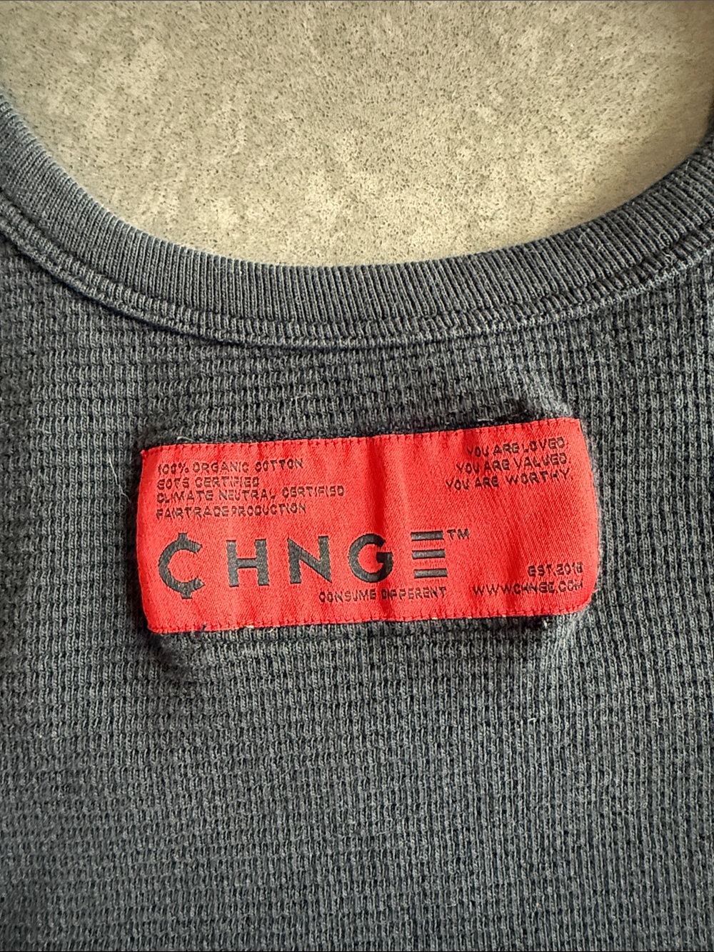 CHNGE Dark Charcoal Ribbed Cropped Tank with White Graphic - Picture 4 of 4